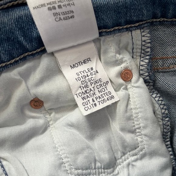 MOTHER denim - Tomcat Pixie Crop Jean - Cut and Pasted - Size 26 - Picture 5 of 7
